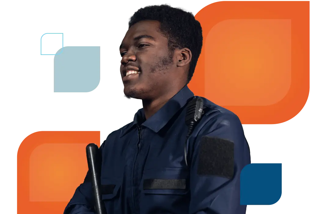profile shot of a police officer in uniform smiling