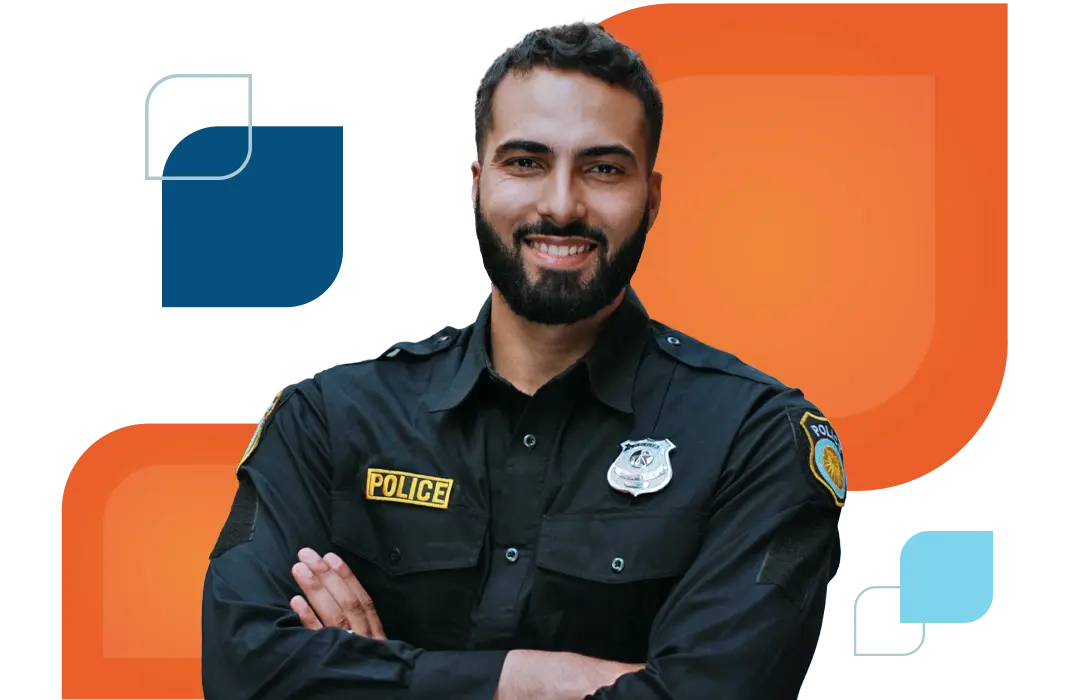 law enforcement officer smiles after making the one mind pledge