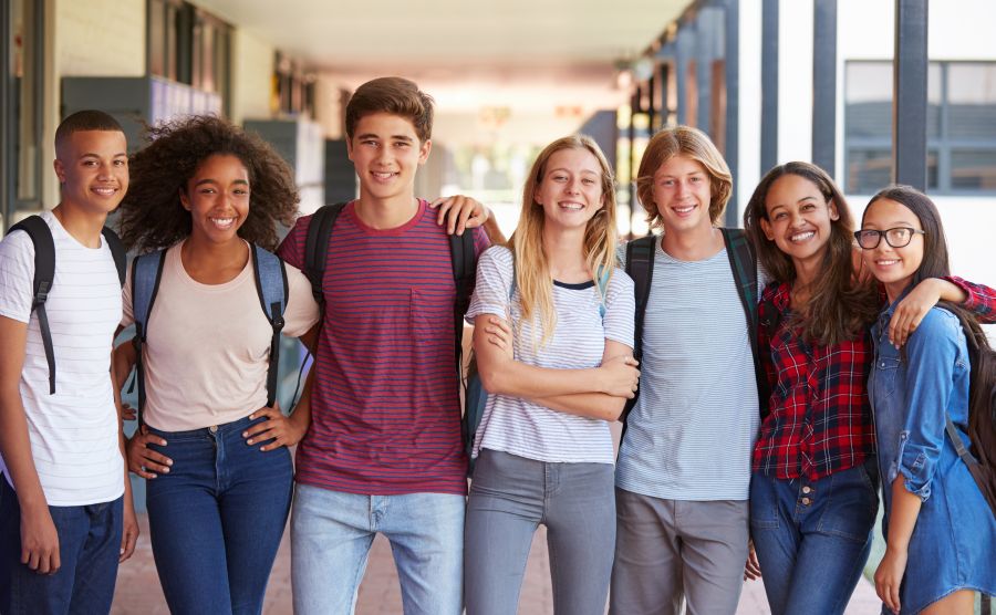 group of smiling teens