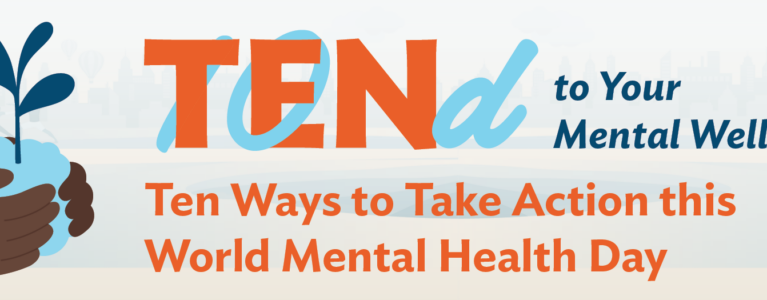 10 ways to take action this world mental health day logo